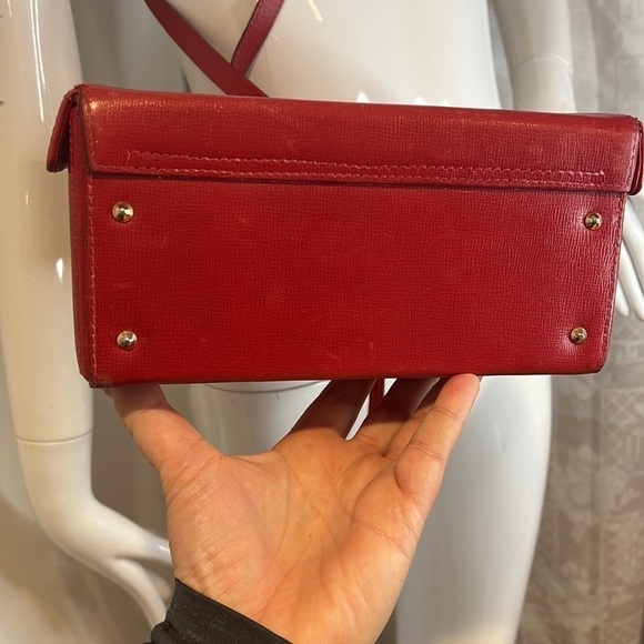 Mark Cross Grace Vintage Red Leather Grace Box Crossbody Hand Bag - Picture 11 of 16